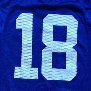 Venta al por mayor de uniformes de fútbol americano sublimados azul malla Jerseys XXL letra personalizada impresión bordado a granel equipo de fútbol desgaste - Product Image 5