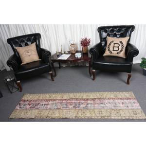 Alfombra turca Vintage, tejido plano de lana de 1,9x6,6 pies, beige, rojo, con respaldo de látex para decoración para sala de estar, patrón de retazos - Product Image 2