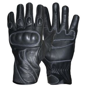 Guantes deportivos de carreras de motos unisex, piel de vaca auténtica negra pura, nudillo blindado, estampado, transpirable, ropa de carreras de automóviles - Product Image 2