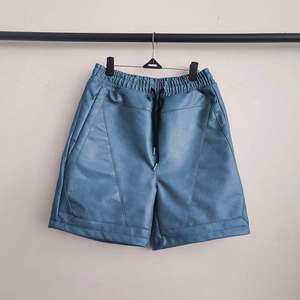 Shorts pour hommes nouveauté Short cargo en cuir pour hommes, couleur personnalisée, taille haute, short unisexe solide à cordon de serrage - Product Image 1