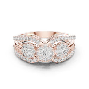 Bague de fiançailles vintage en or blanc 14 carats avec diamant de laboratoire rond pour femme |   Nouveau diamant cultivé - Product Image 2