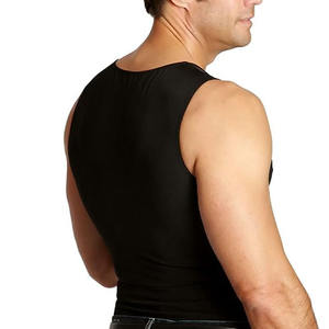 Débardeurs de compression athlétiques noirs personnalisés avec logo pour hommes, body shaper - Product Image 3