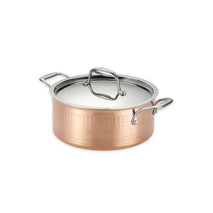 Olla caliente de metal de acero inoxidable con tapa redondeada duradera, mango plateado, cazuela para servir alimentos a alta temperatura - Product Image 1