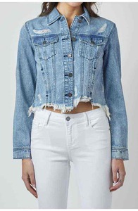 New Arrival Customized Latest Fashion Jean Jacket Wholesale Denim Jean Jacket Women Fashionable Yellow Denim jacket - Product Image 2