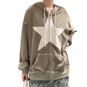Sudadera con Capucha para Mujer, Diseño Personalizado OEM, Parche de Estrella Invernal, Logotipo Frontal Y2K - Product Image 1