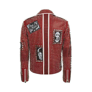 2026 classique hommes veste en cuir véritable avec pierres fermeture à glissière vêtements d'extérieur à la mode pour hommes élégants - Product Image 5