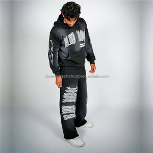 Fabricante personalizado Y2K DTF impresión invierno mejor sol desteñido ácido lavado 100% algodón chándal apilado Jogger conjunto Unisex chándal - Product Image 1