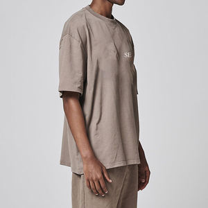 Personalizada de alta calidad Unisex 250 300gsm de gran tamaño Boxy algodón orgánico Camiseta de algodón de cáñamo hombres camiseta en blanco hombres lavado ácido camisetas - Product Image 5