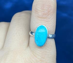 Natural Turquoise and Diamond Stone <b>Ring</b> <b>Boho</b> Style Sterling <b>Silver</b> Statement <b>Ring</b> for Women Casual Wedding Wear - Product Image 3