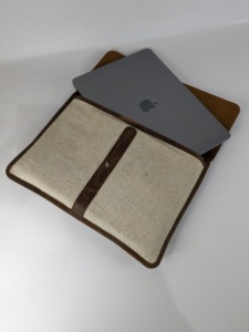 Vintage affaires cuir hommes manches ordinateur portable hommes femmes 15.6 pouces ordinateur portable affaires solide décontracté manches pour femme fille - Product Image 4