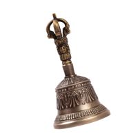 Cloche tibétaine bouddhiste en bronze poli, fabriquée à la main, avec impression numérique, pour la méditation, la guérison et la pratique du yoga, Népal