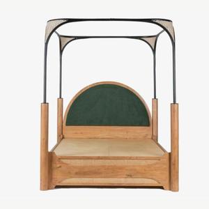 Lit pliable réglable en bois massif sculpté à la main avec une construction durable, design moderne pour une utilisation en chambre à coucher - Product Image 3