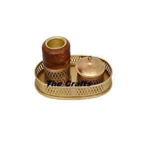 Ensemble de 3 Mabkhara en bois et en métal de différentes tailles, brûleur à encens Oud pour la maison, Mubkhar avec travail de calligraphie - Product Image 5