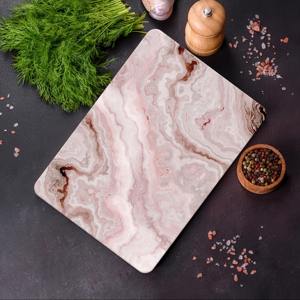 Planche à découper en marbre blanc rose pastel de luxe pour la cuisine, servir du fromage, des fruits, du pain, des plateaux et des occasions de cadeaux en provenance d'Inde - Product Image 1