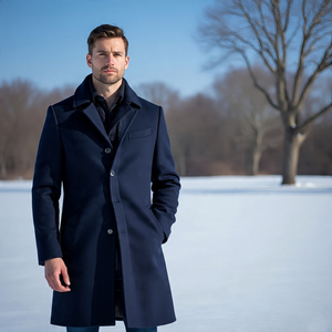 Abrigo de lana de punto transpirable para hombre, abrigos informales de manga larga con cuello vuelto, abrigo de lana transpirable para invierno 100% para hombre - Product Image 6