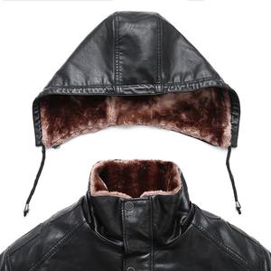 Veste en tissu de toile de style moto pour hommes manteau chaud en similicuir de mouton avec capuche grande taille vêtements d'hiver - Product Image 4