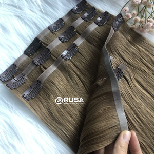 Rusa Hair Brown Solid Medium Square <b>Nail</b> Clip Full Cover Hair <b>Extension</b> Strands Lightweight Salon Grade for Daily Wear Styling - Product Image 2