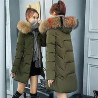 Manteau Doudoune Femme Manches Longues Hiver 2025 Personnalisé Coton Mode Couleur Unie Long