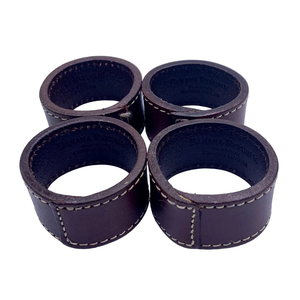 Anneaux de serviette de mariage en cuir à logo personnalisé Anneaux de serviette de table en cuir végétal de luxe de haute qualité - Product Image 2