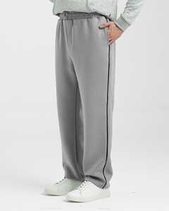 กางเกงวอร์มขายาวสีเทาอ่อนสำหรับผู้ชาย ลายทางด้านข้าง ทรงสลิมฟิต ลายสก็อต แฟชั่น - Product Image 3