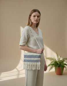 Craftstages International Handmade Designer Dari Cotton Eco-Friendly Ladies Shoulder Bag Square Thread Pattern Handloom Zipper - Product Image 5