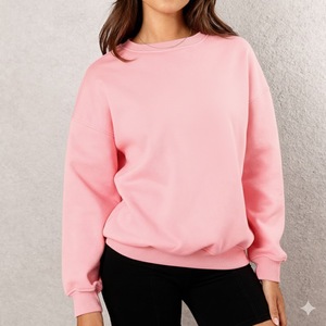 High Quality Custom Heavyweight Cotton Fleece Applique Embroidery Oversized Pullover Women's <b>Long</b> Sleeve Mockneck Autumn/Winter - Product Image 1