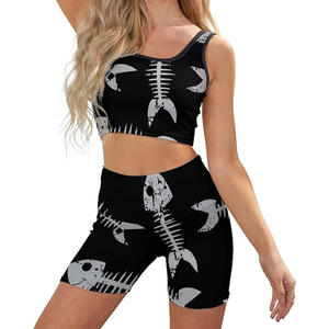 Conjuntos de Yoga de verano para mujer de talla grande Keep Cool Gym Wear 2 PCS Sujetador deportivo Traje corto Logotipo personalizado Transpirable Ecológico - Product Image 3