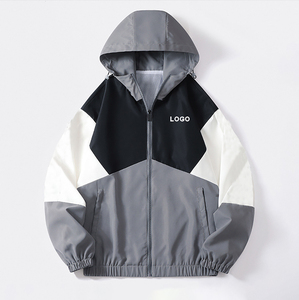 Coupe-vent en nylon 100% pour hommes, vêtements de rue, veste Colorblock, fermeture éclair avant imperméable pour le printemps - Product Image 6