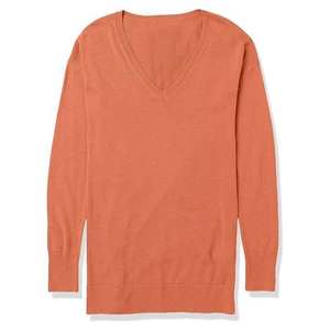 Suéter de Cuello en V para Mujer, Novedad de 2025, 100% Algodón, Tejido de Punto con Hombros Caídos, Color Sólido Transpirable, Diseño Casual en la Parte Delantera - Product Image 5