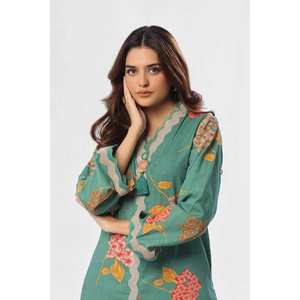 Conjunto de Traje Midi de 2 Piezas para Mujer, Color Verde, Sin Costuras, de Chifón, Poliéster/Rayón, con Borlas - Product Image 1