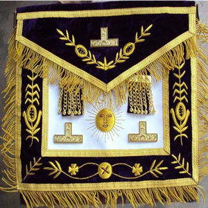 Costume maçonnique fabriqué en usine Tablier de maître maçon entièrement noir Broderie à la main Tablier et collier en cuir véritable USA Regalia maçonnique - Product Image 1