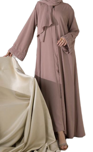 Ensemble islamique marron pour femmes à la demande avec détail en dentelle Style bohème léger pour les occasions spéciales décontractées à vendre - Product Image 4