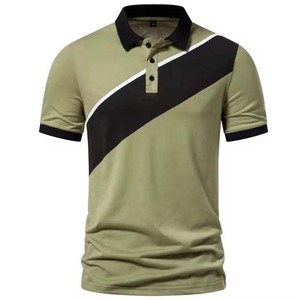 Polos pour hommes personnalisés OEM col polo à manches courtes de couleur contrastée polo d'été en coton respirant pour hommes style High Street - Product Image 1
