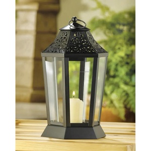 Wholesaler Indoor & Outdoor <b>Black</b> Moroccan Candle <b>Lantern</b> for Garden and Home Decoration Metal and Glass <b>Lantern</b> - Product Image 2