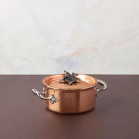 Poêle à frire en cuivre doublé d'étain avec poignées latérales en laiton Poêle à rôtir gastronomique pour cuisinière et four