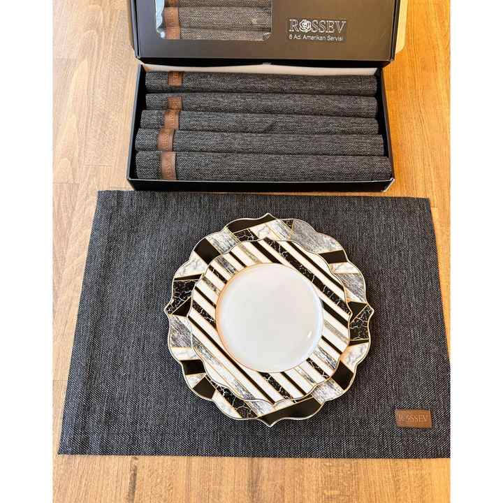 Placemat Dark Gray 6 Pieces