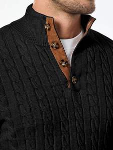 2025 suéter de cuello alto para hombre, suéter cálido transpirable, moda de invierno, suave, ajustado, informal, de manga larga, elegante, transpirable - Product Image 4