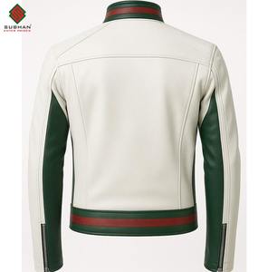 Blouson d'hiver décontracté en cuir synthétique rouge, fermeture éclair, motif uni, col mandarin, style rétro, veste de moto Cafe Racer - Product Image 6