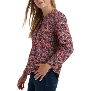 Top da Donna Lucky Brand con Stampa Floreale Boho in Cotone Popeline, Casual Ricamato, Vestibilità Ampia, Taglia XS, per Autunno Primavera, Rosso - Product Image 3