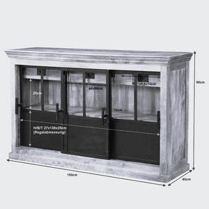 Aparador de almacenamiento de estilo industrial con 3 puertas correderas Muebles de entrada de dormitorio y hotel de madera de mango macizo y hierro - Product Image 3