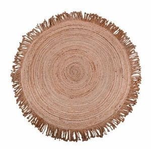 Alfombra de Yute Orgánico Trenzada de 4x4 pies, Tejida a Mano con Borlas, Ecológica, de Pelo Corto, Estilo Bohemio, para Salas de Estar, Patios, Alfombras Indias - Product Image 1