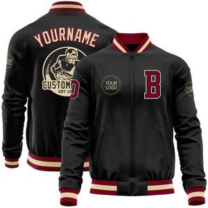 Custom <b>Black</b> Maroon-Customized Bomber Varsity Letterman Zipper Jacket Windbreaker Streetwear Vintage Men's Varsity Jacket - Product Image 1