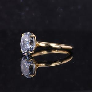 Oval 1,50 Ct Solitaire 1,50 Gris Moissanite Anillo de compromiso Oro amarillo Boda Anillo nupcial 1 unid/set - Product Image 3