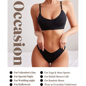 Ensemble de soutien-gorge et culotte pour femmes, Sexy, Logo personnalisé, ensemble de Lingerie pour femmes de haute qualité, deux pièces, sans couture, string, OEM - Product Image 6