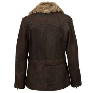 Classique nouveau Design femmes veste de moto en cuir de haute qualité marron fermeture éclair col montant Satin doublure coupe-vent respirant - Product Image 4