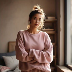 Sweatshirts surdimensionnés pour femmes tissu lourd 450 GSM coupe ample épaules tombantes sweat-shirt pour femmes - Product Image 3