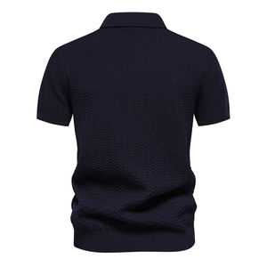 Polo de Golf de manga corta sólido elástico de alta calidad para hombre, calcomanías bordadas de punto antiarrugas informales con botones impresos - Product Image 6