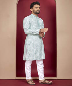 DESIGNER RAYON DIGITAL PRINT <b>KURTA</b> PAYJAMA WEDDING WEAR WHOLESALE PRICE ETHNIC GARMENT - Product Image 1