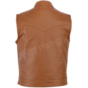 Dernière mode veste en cuir personnalisée véritablement fabriquée à la main veste en cuir véritable sans manches pour hommes veste en tissu tricoté - Product Image 2