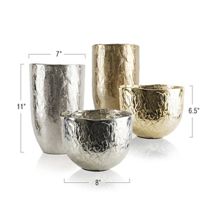 Jarrón DE MESA DE ALUMINIO niquelado plateado de diseño Vintage y cuencos de flores decoración del hogar macetas y macetas de Metal - Product Image 3